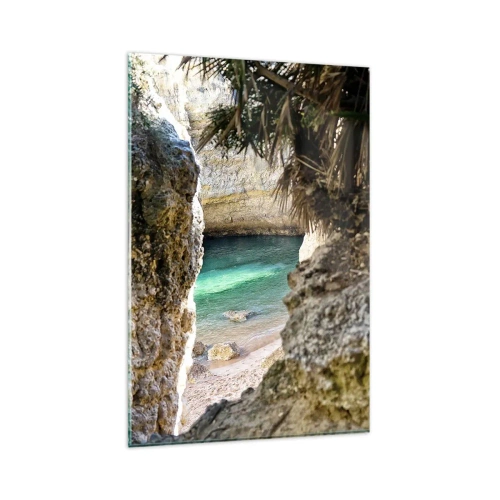 Glastavla - Bild på glas - Turkos vik - 80x120 cm