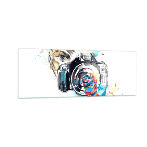 Glastavla - Bild på glas - I objektivets öga - 140x50 cm