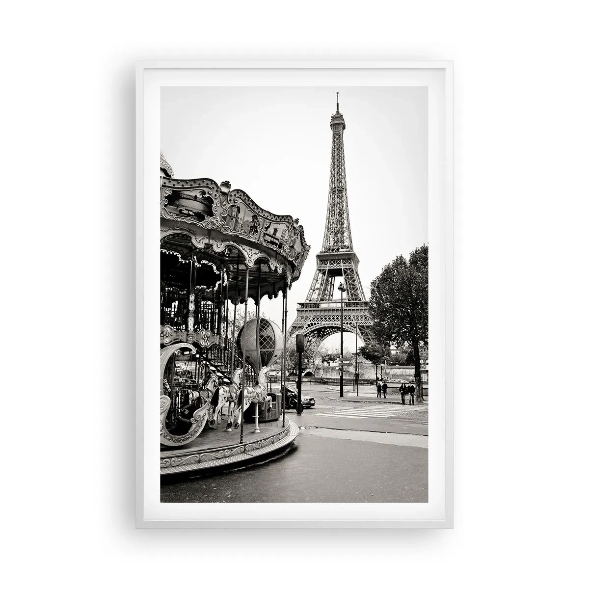 Affisch i vit ram - Nöje endast i Paris - 61x91 cm