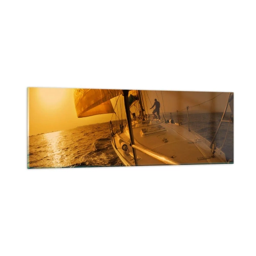 Glastavla - Bild på glas - Gyllene kväll efter en färgrik dag - 90x30 cm