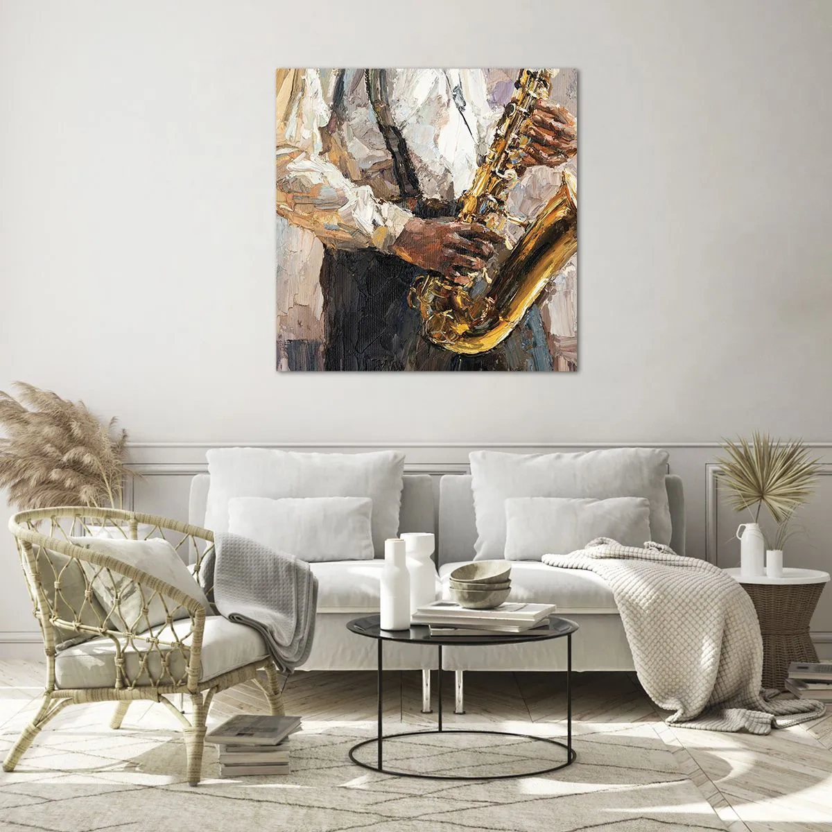 Glastavla - Bild på glas - Dags för solo - 70x70 cm