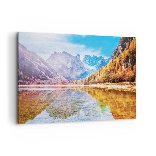 Canvastavla - Bild på duk - Det är redan höst i fjällen - 100x70 cm