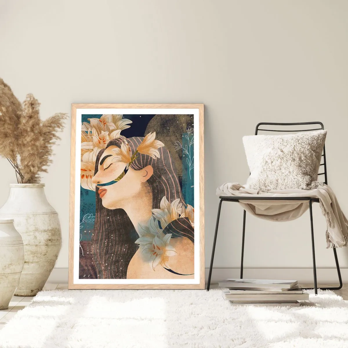 Affisch i ram av ljusek - Sagan om drottning med liljor - 40x50 cm