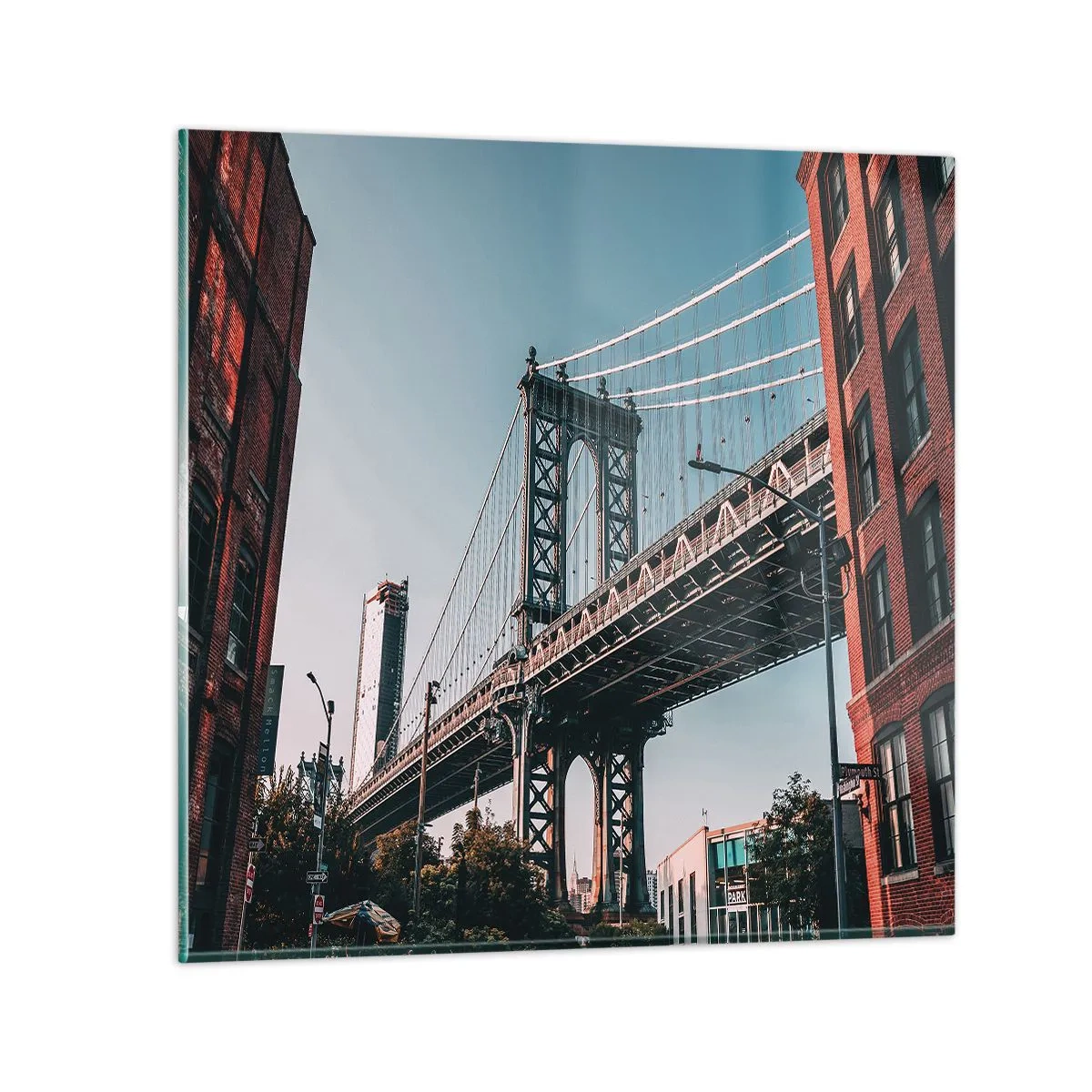 Glastavla - Bild på glas - Över stadens vågor - 50x50 cm