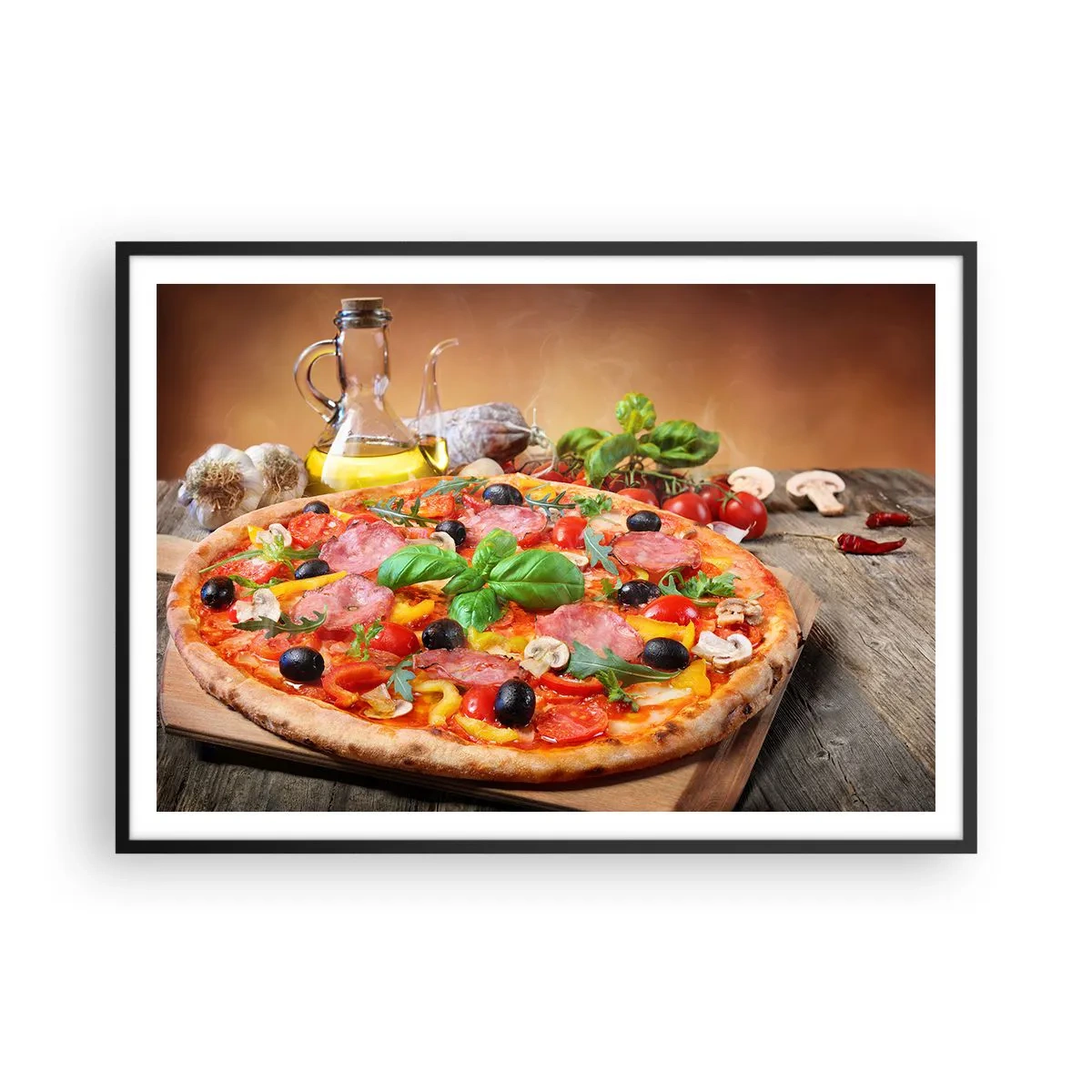 Affisch i svart ram - Med riktig italiensk smak - 100x70 cm