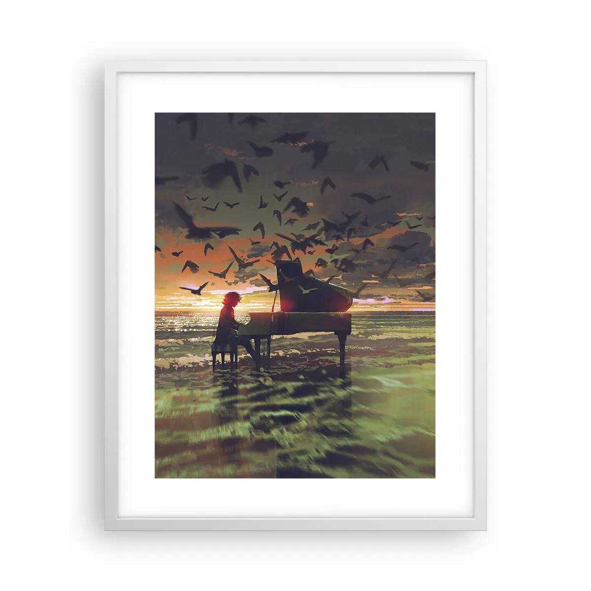 Affisch i vit ram - Konsert för piano och vågor - 40x50 cm