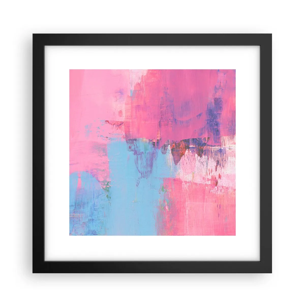 Affisch i svart ram - Rosa, blått och en gnutta ljus - 30x30 cm