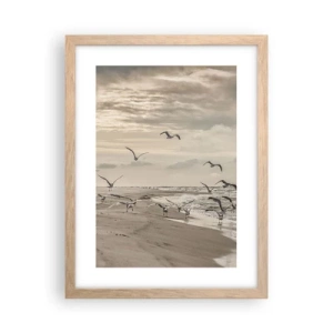 Affisch i ram av ljusek - Havets brus, fågelsång - 30x40 cm