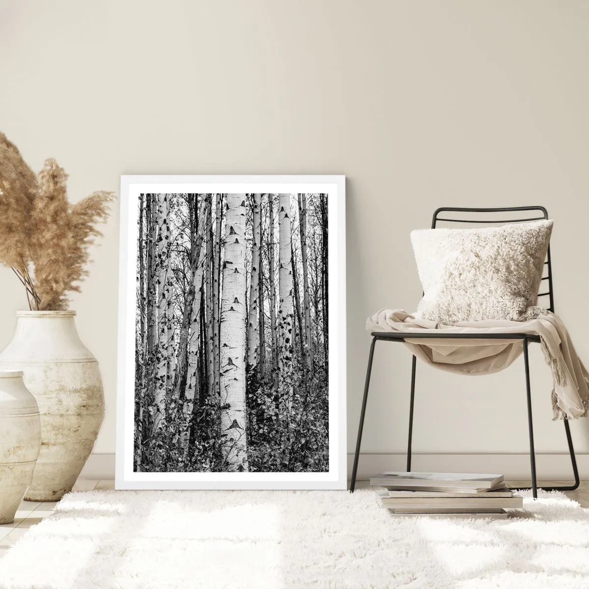Affisch i vit ram - Björkpelargång - 40x50 cm