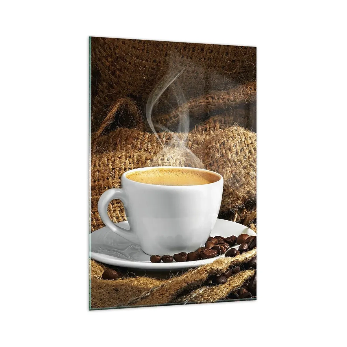 Glastavla - Bild på glas - Mokkadoft och honungtjock dryck - 80x120 cm
