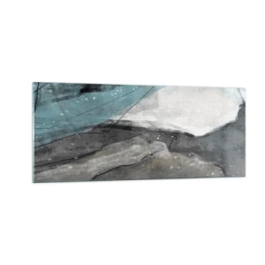 Glastavla - Bild på glas - Abstraktion: stenar och is - 100x40 cm