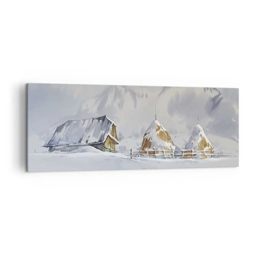 Canvastavla - Bild på duk - I snödalen - 140x50 cm