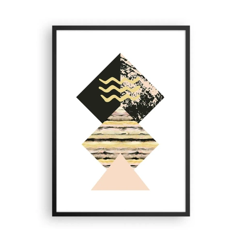 Affisch i svart ram - Abstrakt geometrisk komposition i delikata färger - 50x70cm - Inte så enkelt - Modern väggdekoration för vardagsrum och sovrum ARTTOR