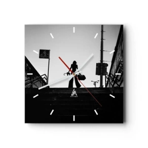 Väggklocka - Klocka på glas - Stadsvandring - 30x30 cm