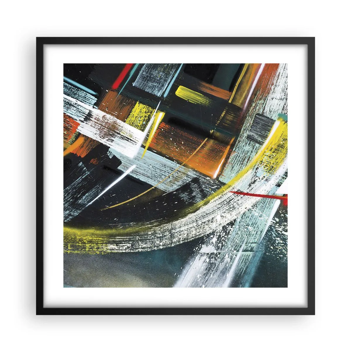 Affisch i svart ram - Rörelsens energi - 50x50 cm