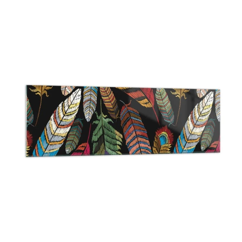 Glastavla - Bild på glas - Fågelkarneval - 160x50 cm