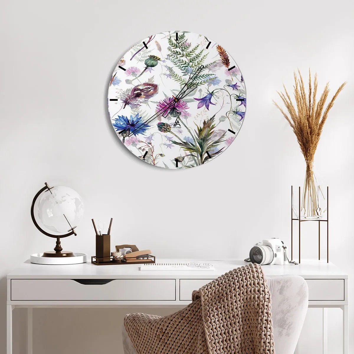 Väggklocka - Klocka på glas - Polska örter - 30x30 cm