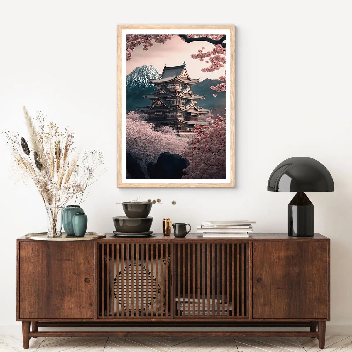 Affisch i ram av ljusek - Ett land av blommande körsbär - 70x100 cm