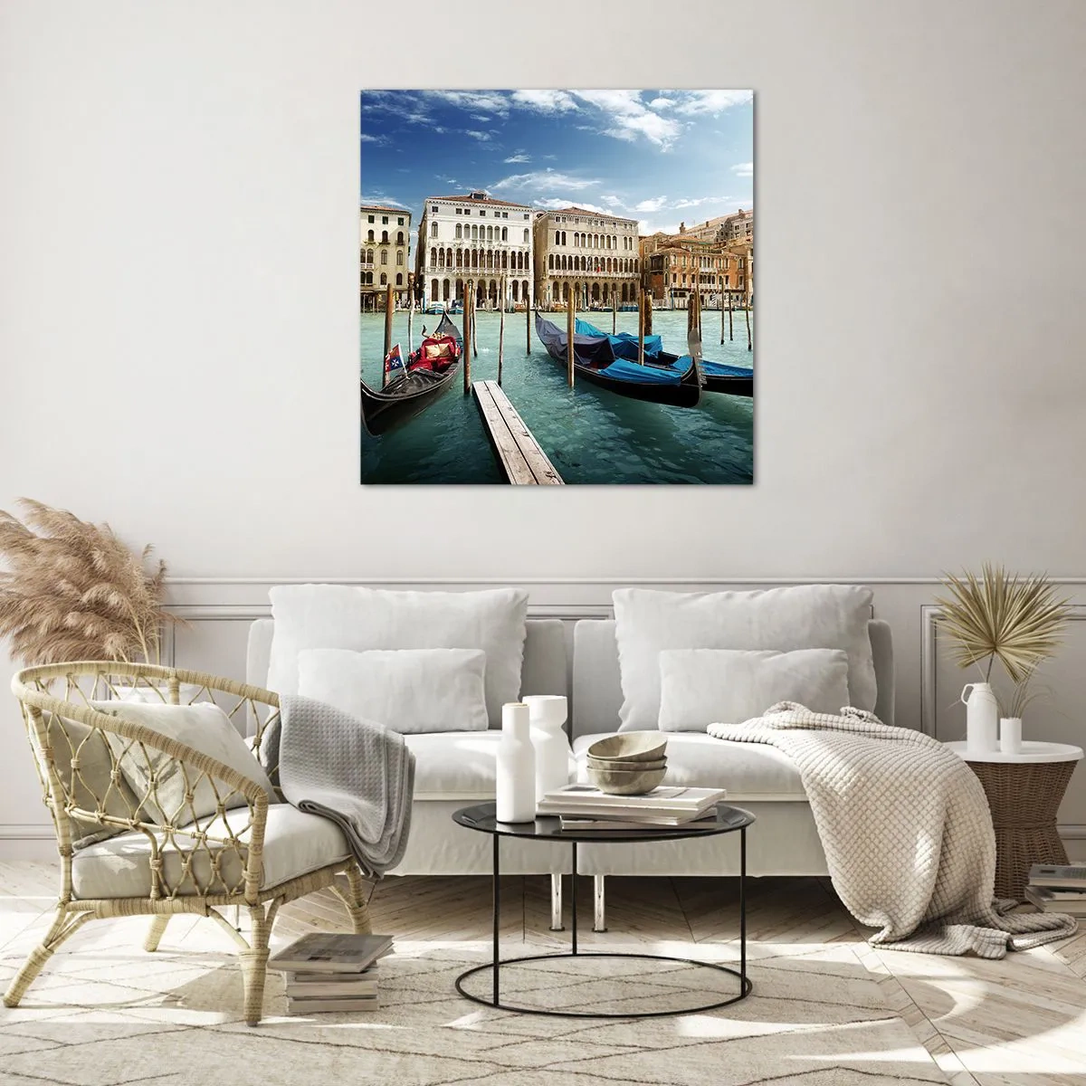 Glastavla - Bild på glas - Palats i blått - 50x50 cm