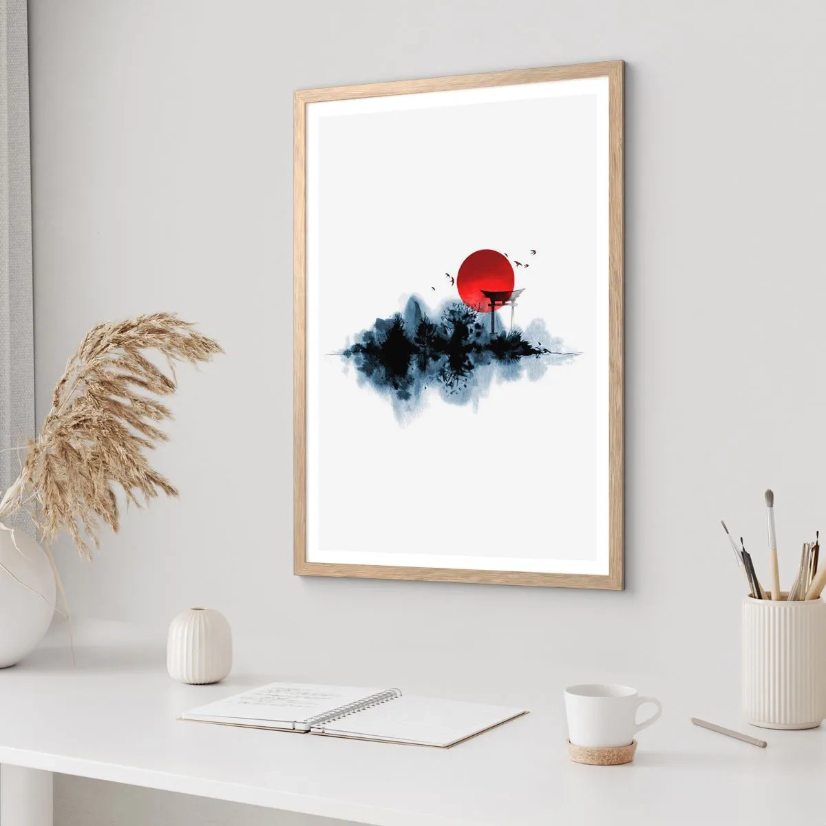Affisch i ram av ljusek - Japansk utsikt - 70x100 cm