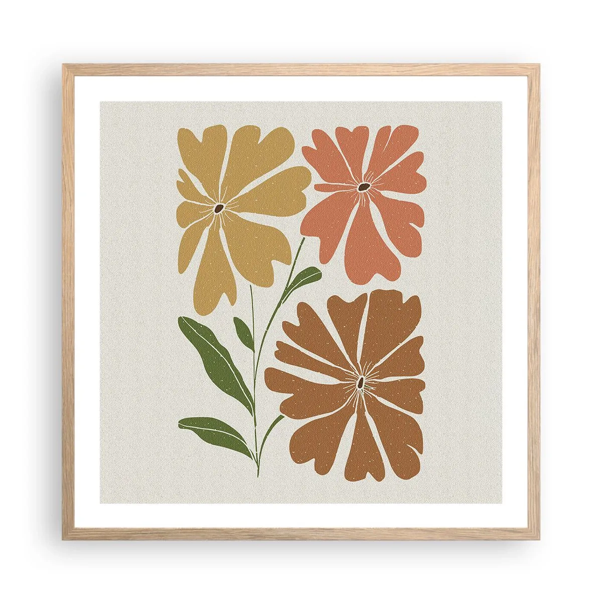 Affisch i ram av ljusek - Natur och geometri - 60x60 cm