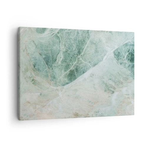 Canvastavla - Bild på duk - Grön marmor med fina vita ådror - 70x50cm - Stenens ädla svalka - Modern väggdekoration för vardagsrum och sovrum ARTTOR