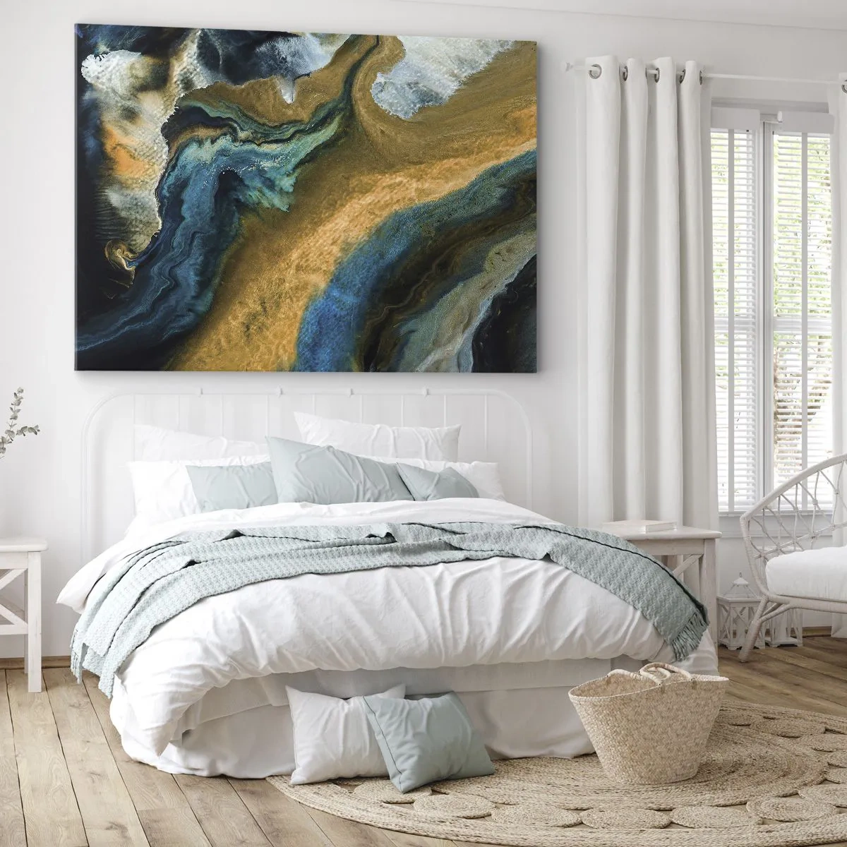 Canvastavla - Bild på duk - Blå – gul – ömsesidiga influenser - 100x70 cm