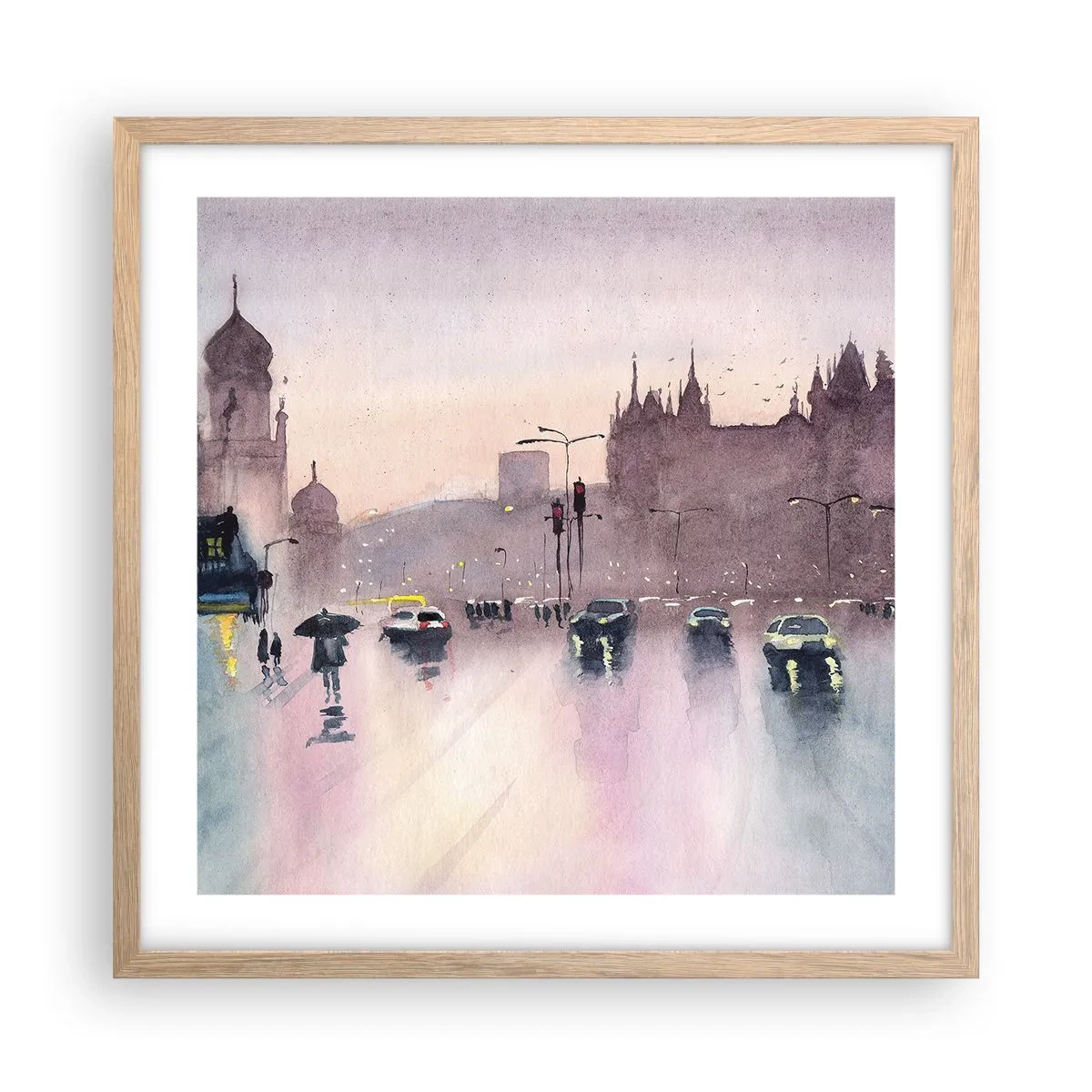 Affisch i ram av ljusek - I regnig dimma - 50x50 cm