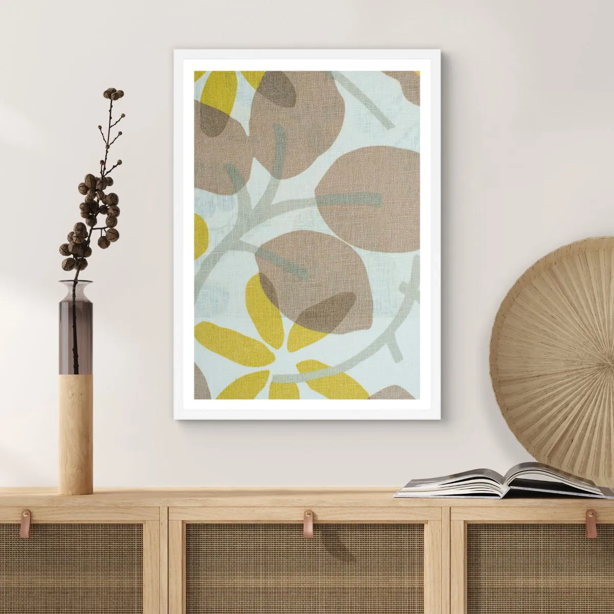 Affisch i vit ram - Komposition i solskenet - 70x100 cm