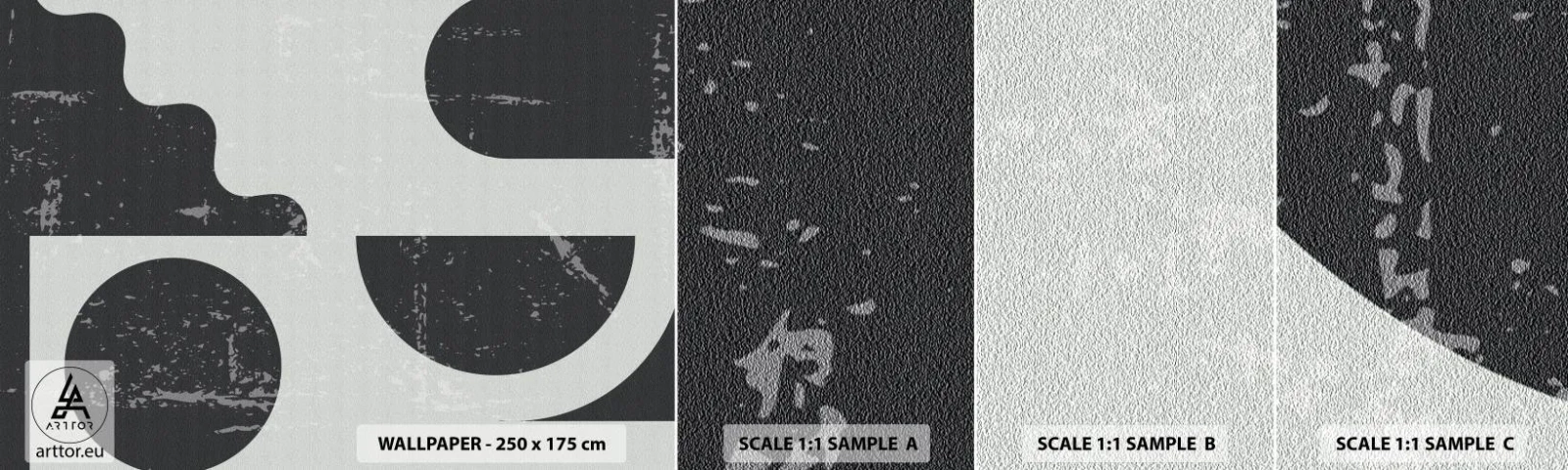 Fototapet Prov Standard Eco - Komposition ovanför och under - Abstraktion, Svartvitt, Åldrig - 100x30 cm