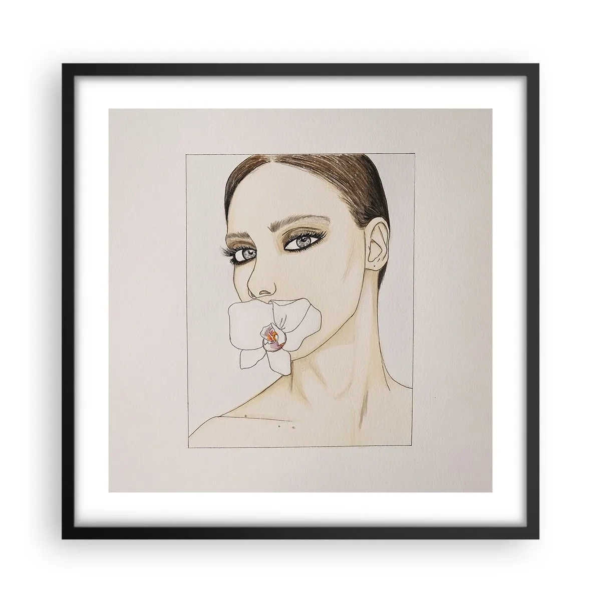 Affisch i svart ram - Elegansens och skönhetens symbol - 50x50 cm