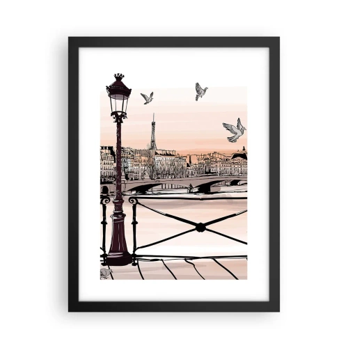 Affisch i svart ram - Över Paris tak - 30x40 cm