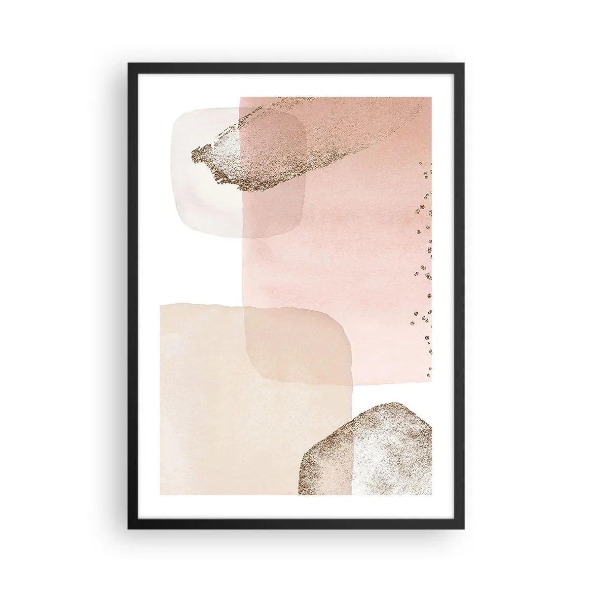 Affisch i svart ram - Pastellformer med en delikat guldfärgad accent - 50x70cm - Titta genom färgen - Modern väggdekoration för vardagsrum och sovrum ARTTOR