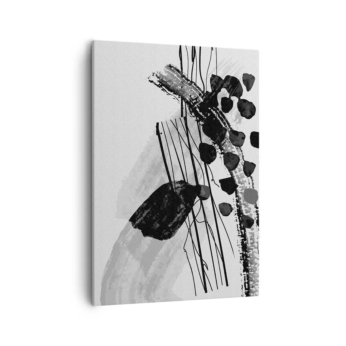 Canvastavla - Bild på duk - Svartvit organisk abstraktion - 50x70 cm