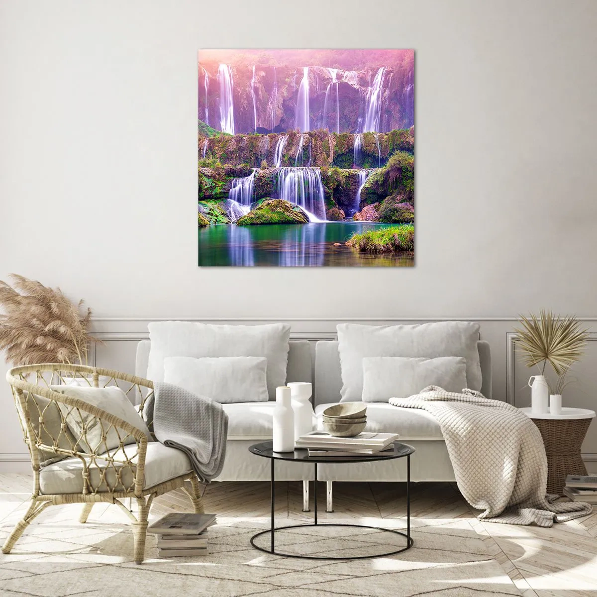 Glastavla - Bild på glas - Trappan till himlen - 50x50 cm