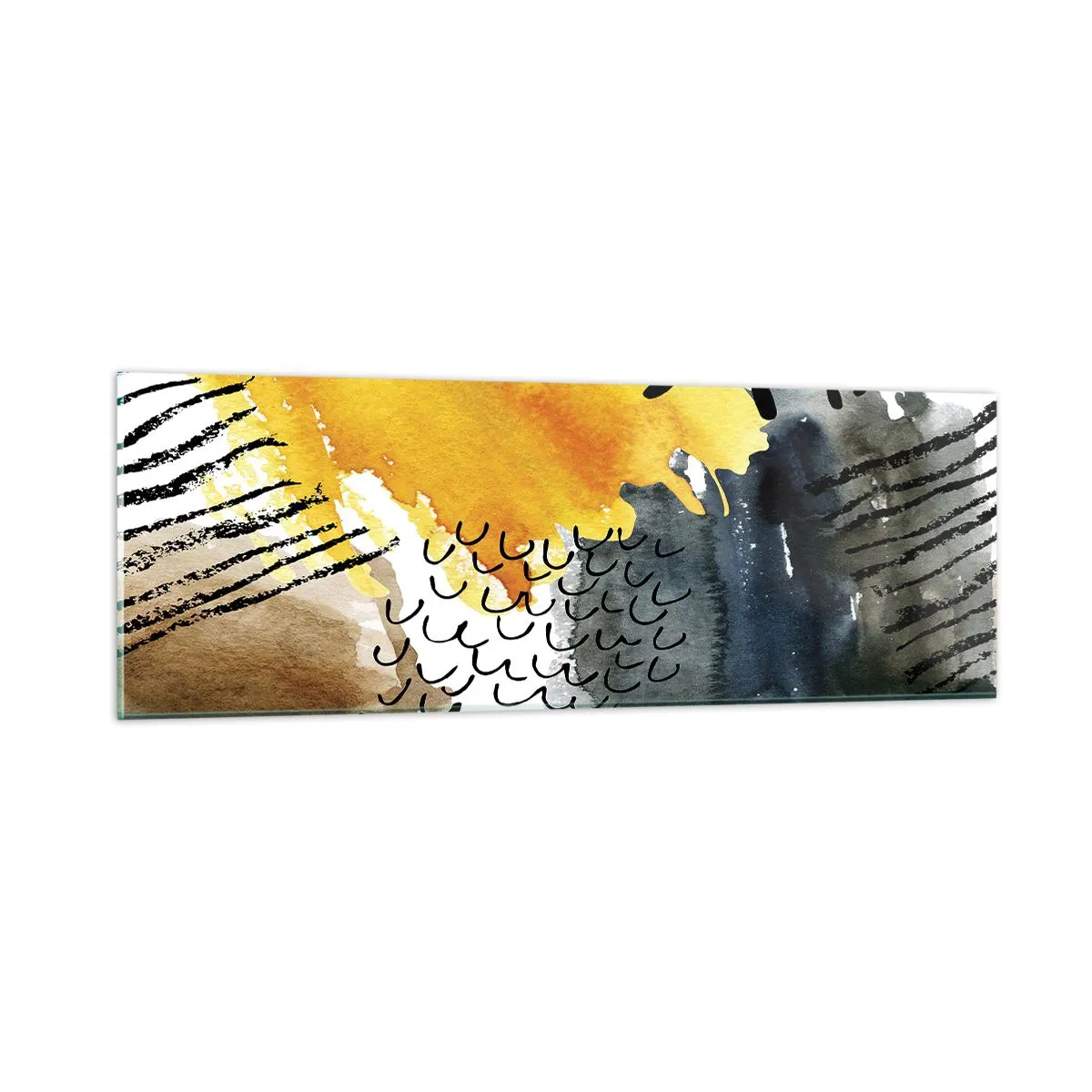 Glastavla - Bild på glas - Elementens möte - 90x30 cm