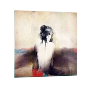 Glastavla - Bild på glas - Moderata linjer, ovala former - 30x30 cm