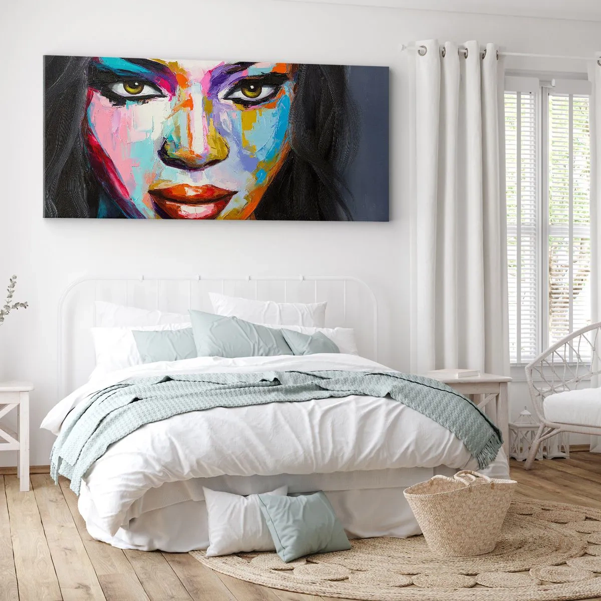 Canvastavla - Bild på duk - Kan inte ta ögonen från henne - 100x40 cm