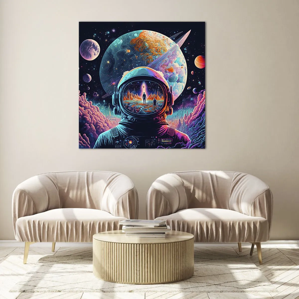 Glastavla - Bild på glas - Filosofer har aldrig drömt - 70x70 cm
