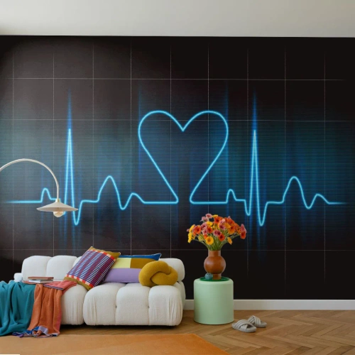 Fototapet Premium Canvas - I hjärtats takt - Grafik, Hjärta, Bit - 300x210 cm