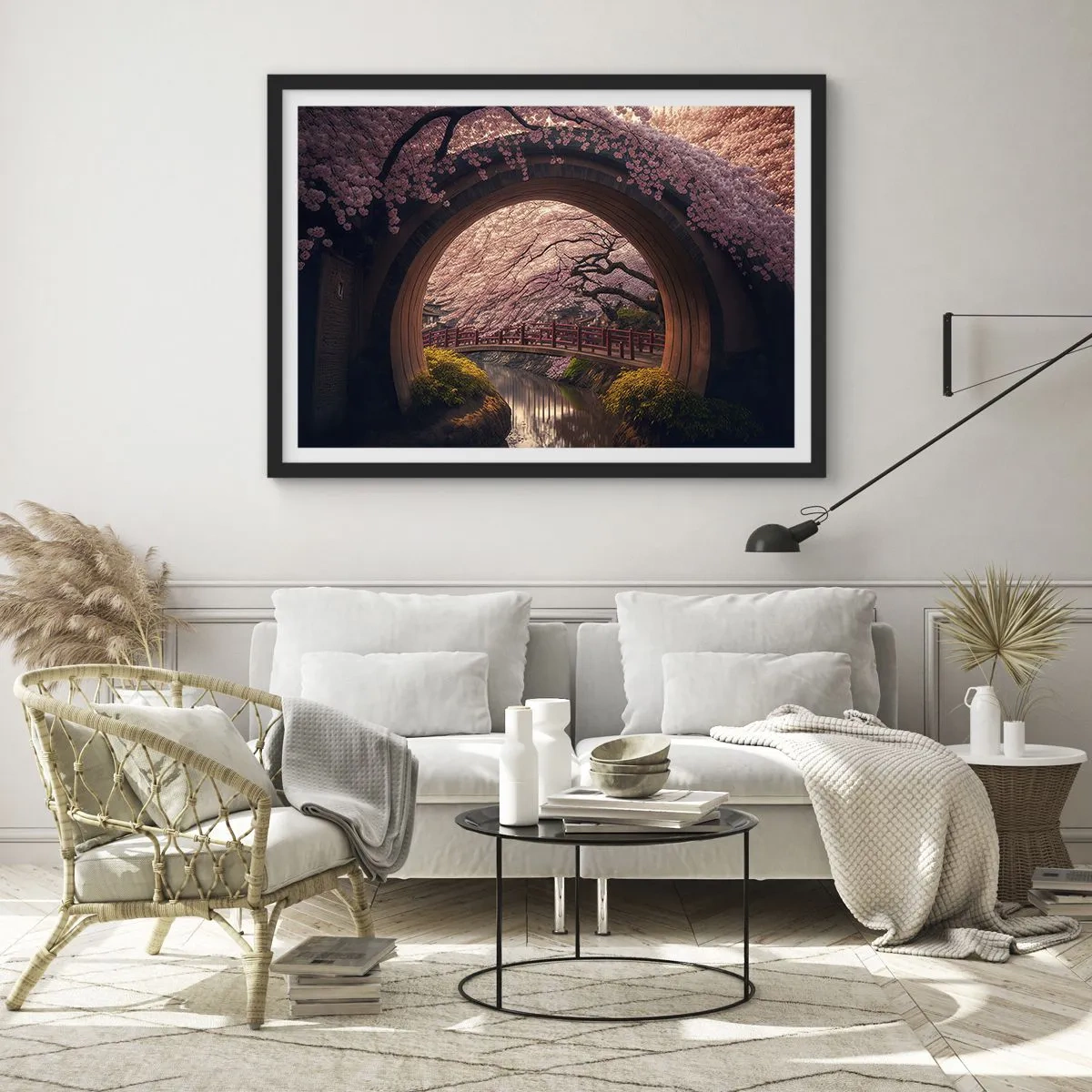 Affisch i svart ram - Japansk vår - 70x50 cm