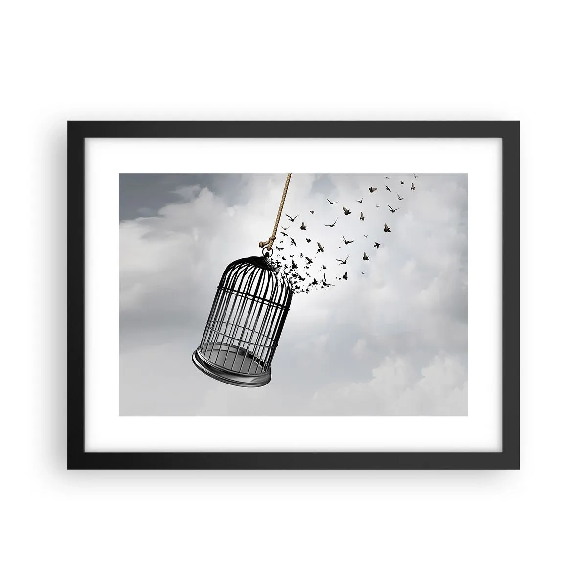 Affisch i svart ram - Tro...Hopp...Frihet! - 40x30 cm