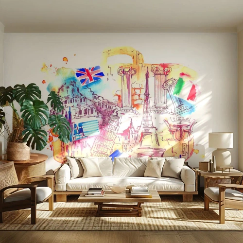 Fototapet Standard Eco - Europeisk turné - Abstraktion, Resor, Resväska - 150x105 cm