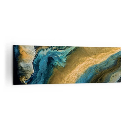 Canvastavla - Bild på duk - Blå – gul – ömsesidiga influenser - 160x50 cm