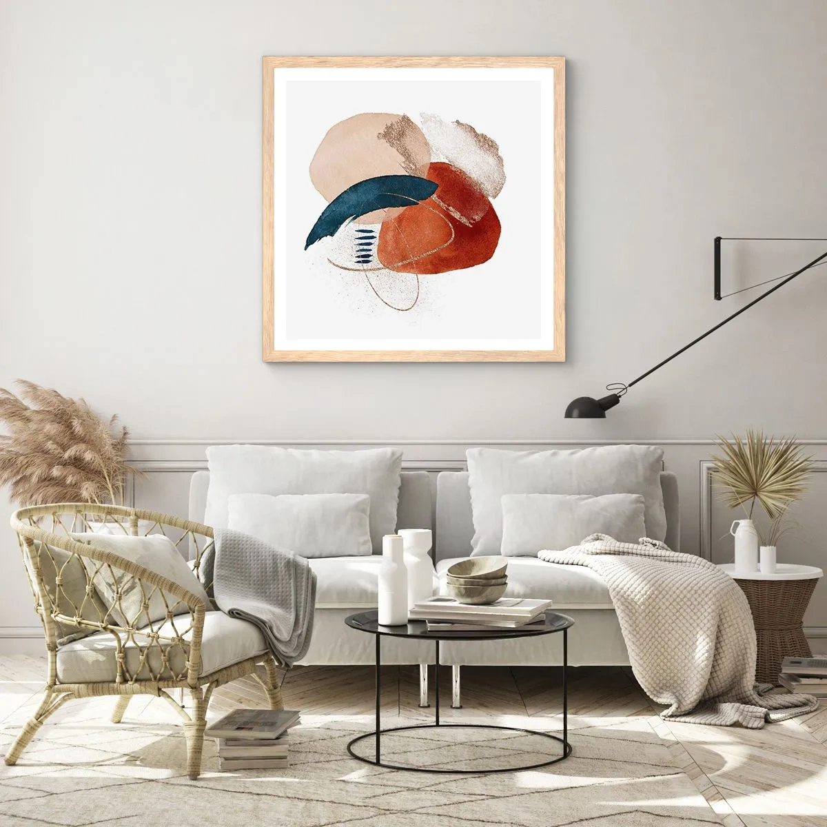 Affisch i ram av ljusek - Oval komposition - 40x40 cm
