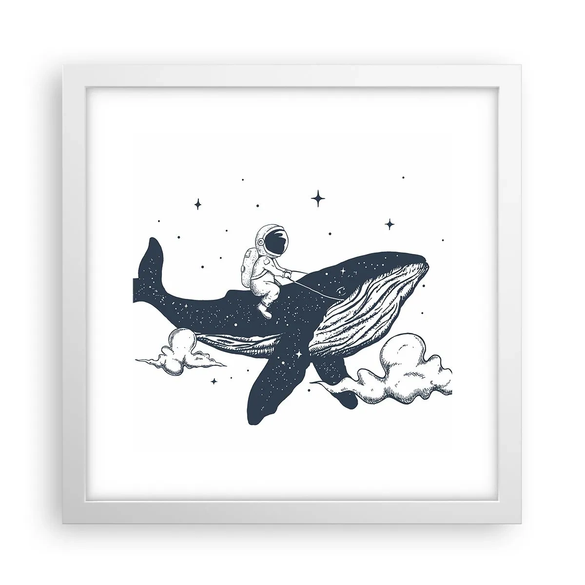 Affisch i vit ram - Rymdäventyr - 30x30 cm