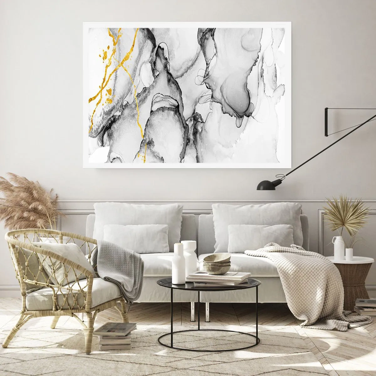 Affisch - Komposition med guldmotiv - 100x70 cm