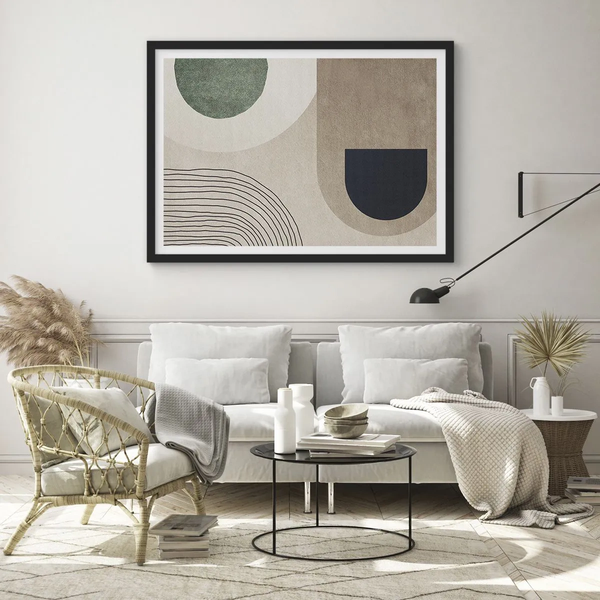 Affisch i svart ram - Ovalens mjukhet - 70x50 cm