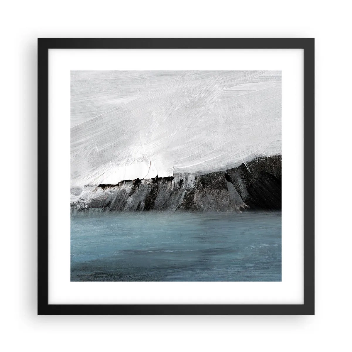 Affisch i svart ram - Vatten - jord: en krock mellan elementen - 40x40 cm