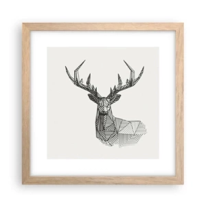 Affisch i ram av ljusek - Hjort i kubistisk stil - 30x30 cm